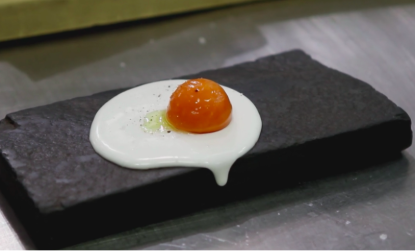 image of wylie dufresnes dish carrot-coconut sunny side up